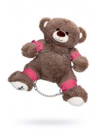 Бондажный набор: бурый мишка с розовыми оковами и наручниками - Pecado - купить с доставкой в Благовещенске