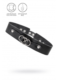 Черный чокер-ошейник со связанными кольцами на подложке - Pecado - купить с доставкой в Благовещенске