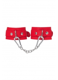 Красные кожаные наручники-браслеты со скруглёнными углами - Pecado - купить с доставкой в Благовещенске