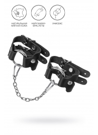 Черные кожаные наручники-браслеты из двух ремешков - Pecado - купить с доставкой в Благовещенске