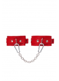 Красные кожаные узкие оковы со скруглёнными углами - Pecado - купить с доставкой в Благовещенске