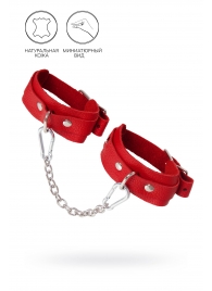Красные кожаные узкие оковы со скруглёнными углами - Pecado - купить с доставкой в Благовещенске