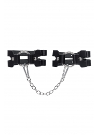 Черные кожаные оковы из двух ремешков - Pecado - купить с доставкой в Благовещенске