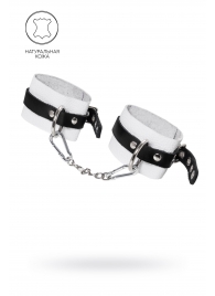 Бело-черные мягкие оковы с одним ремешком и люверсами - Pecado - купить с доставкой в Благовещенске