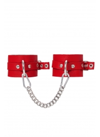 Красные мягкие кожаные оковы с люверсами - Pecado - купить с доставкой в Благовещенске