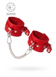 Красные мягкие кожаные оковы с люверсами - Pecado - купить с доставкой в Благовещенске
