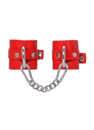 Красные мягкие кожаные наручники с люверсами - Pecado - купить с доставкой в Благовещенске