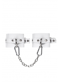 Белые мягкие кожаные оковы с люверсами - Pecado - купить с доставкой в Благовещенске