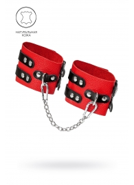 Красно-черные мягкие оковы с двумя ремешками с люверсами - Pecado - купить с доставкой в Благовещенске