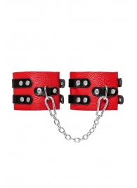Красно-черные мягкие оковы с двумя ремешками с люверсами - Pecado - купить с доставкой в Благовещенске