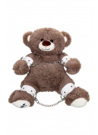 Бондажный набор: бурый мишка с белыми оковами и наручниками - Pecado - купить с доставкой в Благовещенске