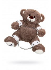 Бондажный набор: бурый мишка с белыми оковами и наручниками - Pecado - купить с доставкой в Благовещенске