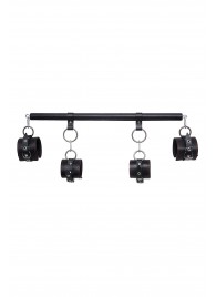 Черная распорка с 4 манжетами для рук и ног - Pecado - купить с доставкой в Благовещенске