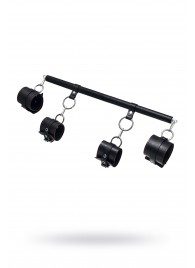 Черная распорка с 4 манжетами для рук и ног - Pecado - купить с доставкой в Благовещенске