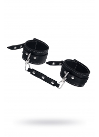 Черные двухслойные кожаные оковы с белой строчкой - Pecado - купить с доставкой в Благовещенске