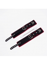 Черно-красные оковы с красной строчкой Sex - Crazy Handmade - купить с доставкой в Благовещенске