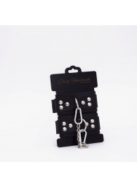 Черные кожаные наручники с регулируемыми ремешками - Crazy Handmade - купить с доставкой в Благовещенске