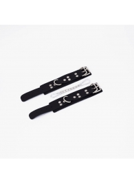 Черные кожаные наручники с регулируемыми ремешками - Crazy Handmade - купить с доставкой в Благовещенске