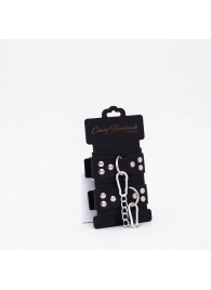 Черные кожаные оковы с регулируемыми ремешками - Crazy Handmade - купить с доставкой в Благовещенске