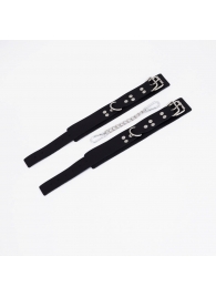 Черные кожаные оковы с регулируемыми ремешками - Crazy Handmade - купить с доставкой в Благовещенске