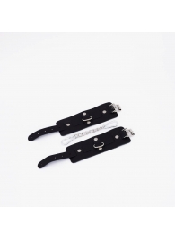 Черные кожаные наручники с хромированной фурнитурой - Crazy Handmade - купить с доставкой в Благовещенске