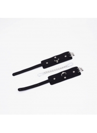 Черные кожаные оковы с хромированной фурнитурой - Crazy Handmade - купить с доставкой в Благовещенске