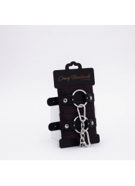 Черно-красные кожаные наручники - Crazy Handmade - купить с доставкой в Благовещенске