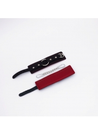 Черно-красные кожаные наручники - Crazy Handmade - купить с доставкой в Благовещенске