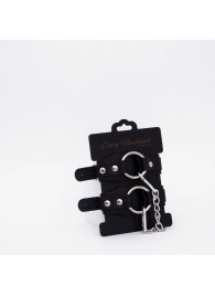 Черные кожаные оковы с кольцом - Crazy Handmade - купить с доставкой в Благовещенске