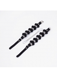 Черные кожаные наручники из звеньев - Crazy Handmade - купить с доставкой в Благовещенске