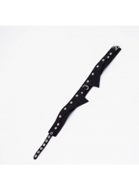 Черный однослойный кожаный ошейник с имитацией воротничка - Crazy Handmade - купить с доставкой в Благовещенске