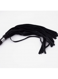 Черный кожаный флоггер со стальной ручкой - 45 см. - Crazy Handmade - купить с доставкой в Благовещенске