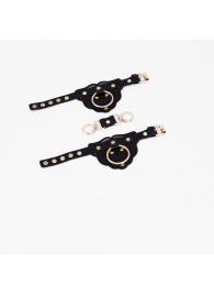 Черные наручники с золотистой фурнитурой - Crazy Handmade - купить с доставкой в Благовещенске