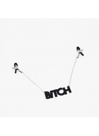 Зажимы на соски с кожаной подвеской Bitch - Crazy Handmade - купить с доставкой в Благовещенске