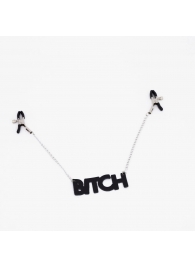 Зажимы на соски с кожаной подвеской Bitch - Crazy Handmade - купить с доставкой в Благовещенске