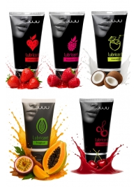 Набор из 5 съедобных лубрикантов JUJU (клубника, малина, тропические фрукты, вишня, кокос) - JuJu - купить с доставкой в Благовещенске