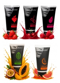 Набор из 5 съедобных лубрикантов JUJU (клубника, малина, тропические фрукты, вишня, грейпфрут) - JuJu - купить с доставкой в Благовещенске