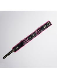 Черно-розовый ошейник с золотистой фурнитурой - Crazy Handmade - купить с доставкой в Благовещенске