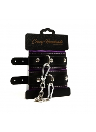 Черно-фиолетовые скругленные наручники с мягкой подкладкой - Crazy Handmade - купить с доставкой в Благовещенске