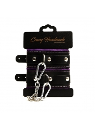 Черно-фиолетовые скругленные наручники с мягкой подкладкой - Crazy Handmade - купить с доставкой в Благовещенске