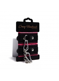 Черно-розовые скругленные наручники с мягкой подкладкой - Crazy Handmade - купить с доставкой в Благовещенске