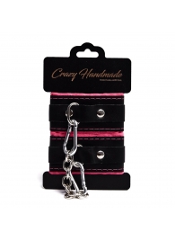 Черно-розовые скругленные наручники с мягкой подкладкой - Crazy Handmade - купить с доставкой в Благовещенске