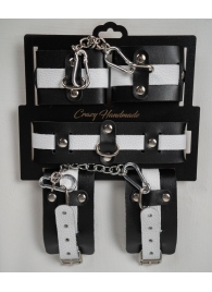 Набор фиксаторов из черной и белой натуральной кожи - Crazy Handmade - купить с доставкой в Благовещенске