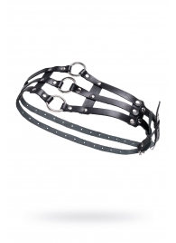 Черный кожаный пояс с кольцами - Pecado - купить с доставкой в Благовещенске