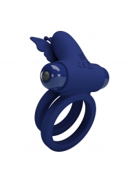 Синее эрекционное кольцо с вибростимуляцией клитора - Baile - в Благовещенске купить с доставкой