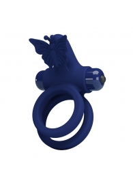 Синее эрекционное кольцо с вибростимуляцией клитора - Baile - в Благовещенске купить с доставкой