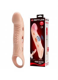 Телесная удлиняющая насадка с рельефом и вибрацией Brad - 21,3 см. - Baile - в Благовещенске купить с доставкой