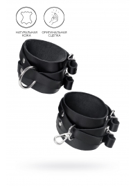 Черные кожаные оковы с двумя перекрёстными ремешками - Pecado - купить с доставкой в Благовещенске