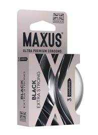 Черные утолщенные презервативы MAXUS Extra Strong с железным кейсом - 3 шт. - Maxus - купить с доставкой в Благовещенске