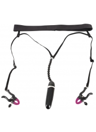 Женские вибростринги с зажимами для половых губ Spreader String with Vibrator - Orion - купить с доставкой в Благовещенске